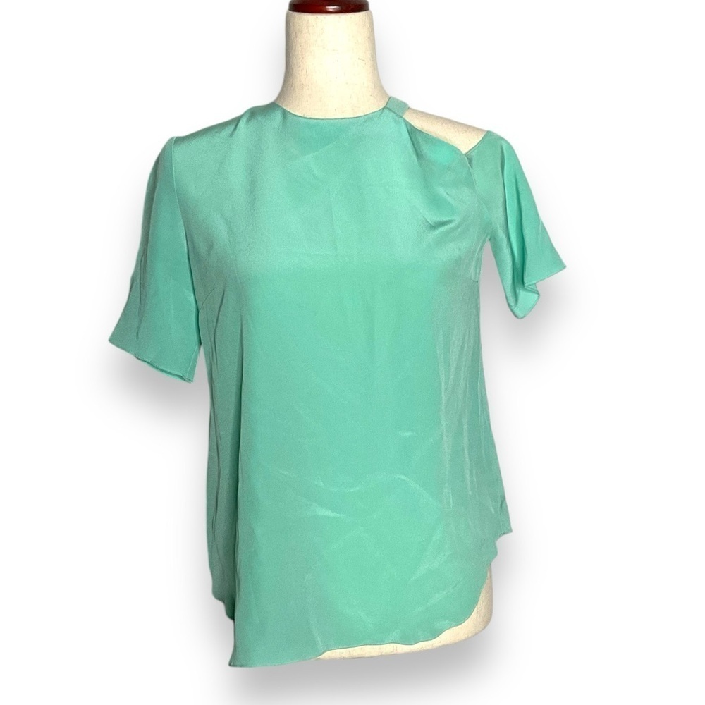 NEW Amanda Uprichard Sea Green Cold Shoulder Blouse Size Small
